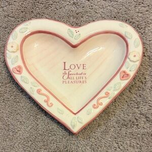 Heart-Shaped Ceramic Dish with Floral Design